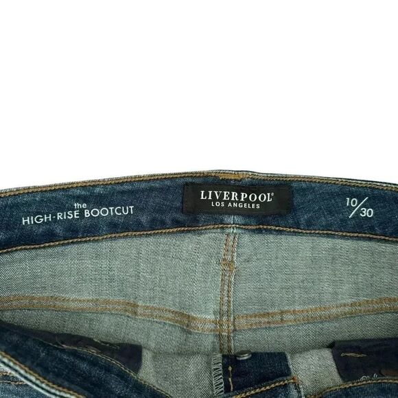 Liverpool Lucy High Rise Fly Button Bootcut Tall Long Dark Wash SZ 10 #2243 - Picture 3 of 14